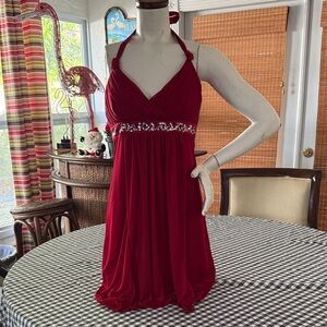 Elegant Red Halter Dress